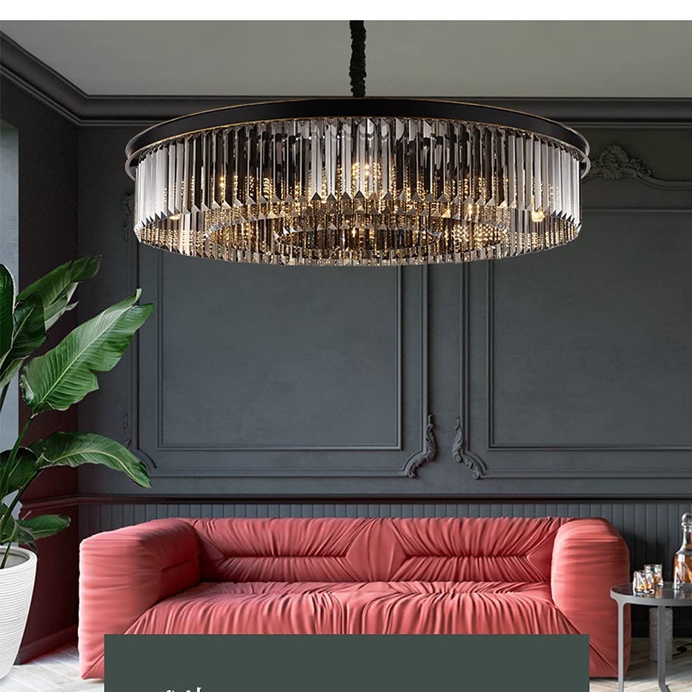 GLOW BLACK NOIR ROUND CRYSTAL CHANDELIER