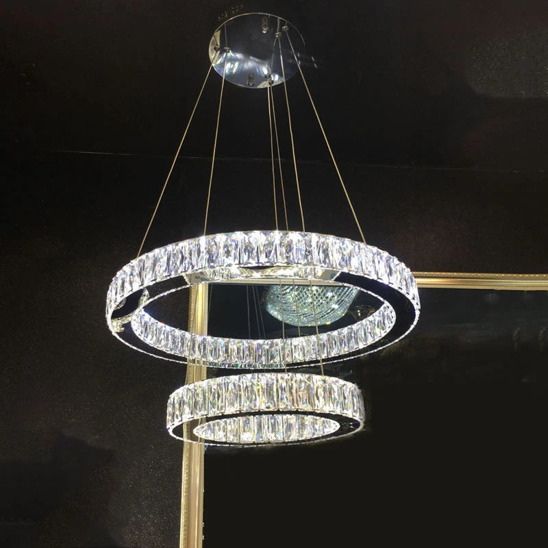 GLOW RINGS OF SATURN CRYSTAL CHANDELIER