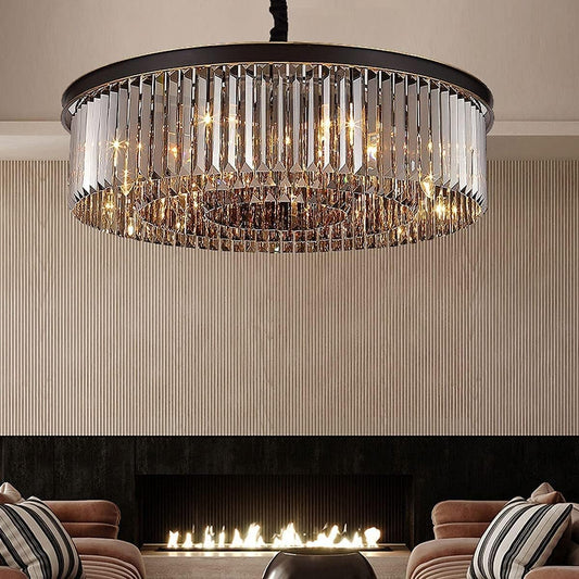 GLOW BLACK NOIR ROUND CRYSTAL CHANDELIER