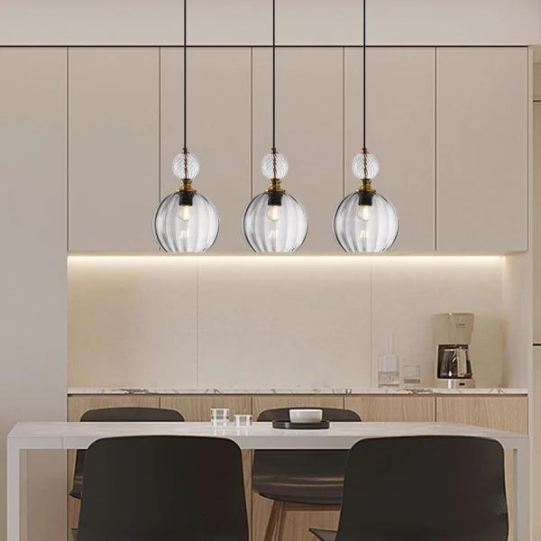 GLOW EXTENDED RIBBED GLASS PENDANT LIGHT