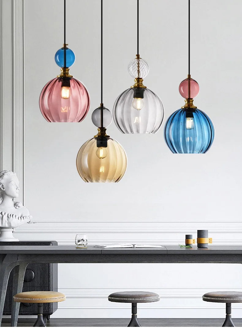 GLOW EXTENDED RIBBED GLASS PENDANT LIGHT