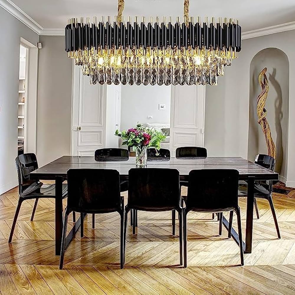 GLOW OBSIDIAN OBLONG CRYSTAL CHANDELIER