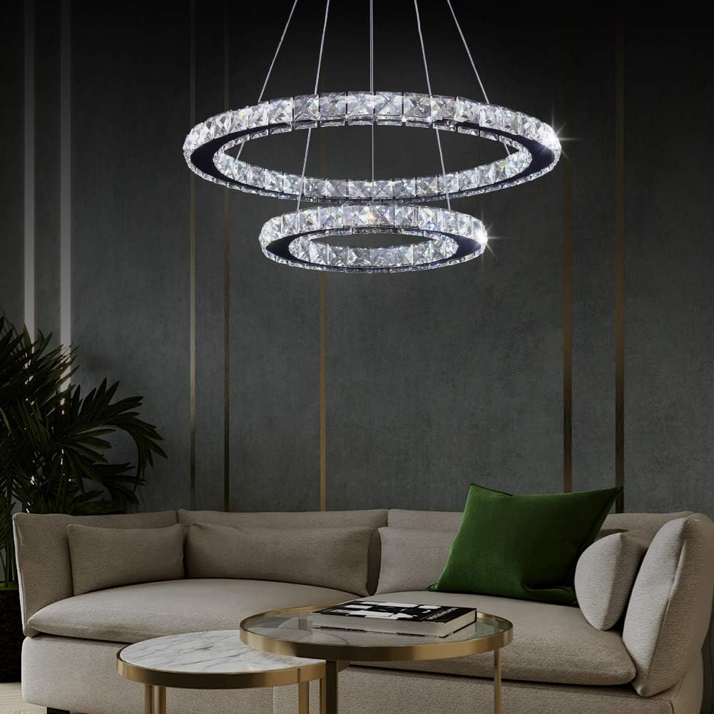 GLOW RINGS OF SATURN CRYSTAL CHANDELIER