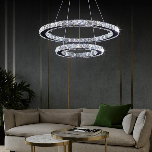GLOW RINGS OF SATURN CRYSTAL CHANDELIER