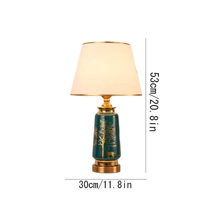 GLOW ART DECO LUXURY LAMP LIGHT with measurements on a white background