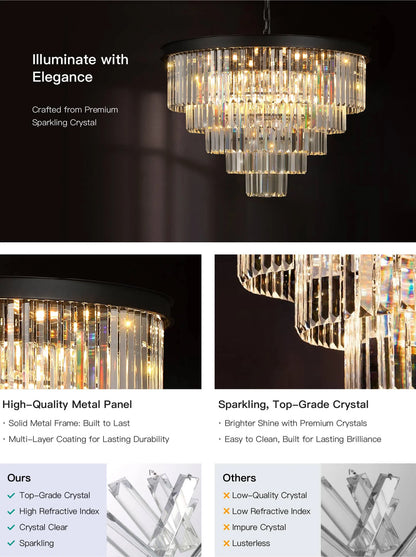 GLOW TIERS OF NIGHT CRYSTAL CHANDELIER