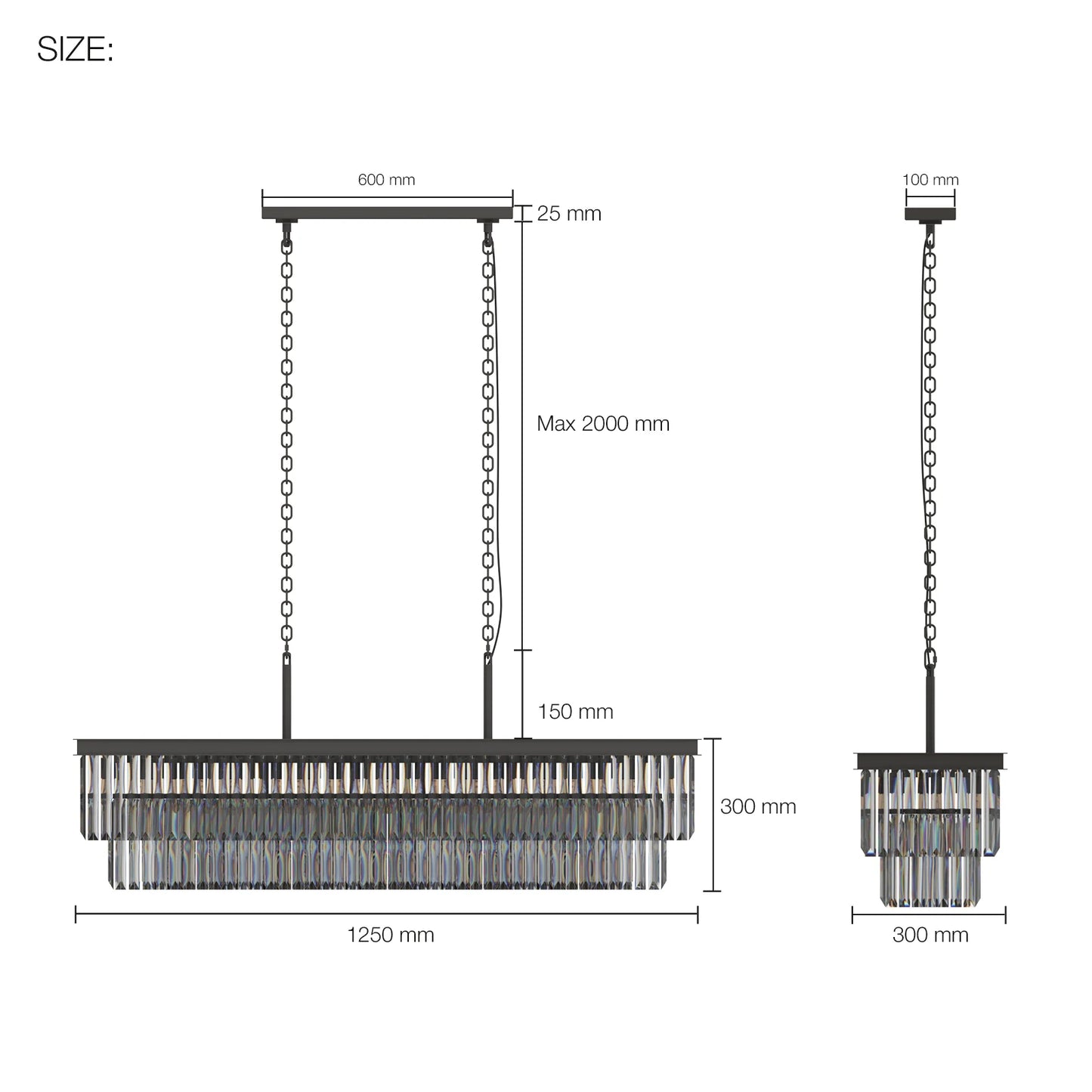 GLOW BLACK NOIR CRYSTAL CHANDELIER