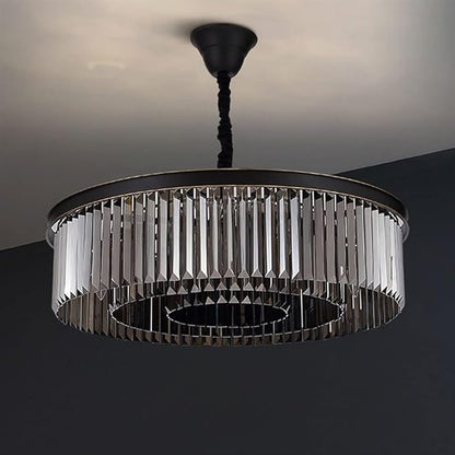 GLOW BLACK NOIR ROUND CRYSTAL CHANDELIER