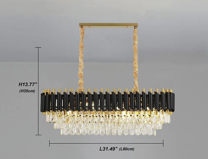 GLOW OBSIDIAN OBLONG CRYSTAL CHANDELIER