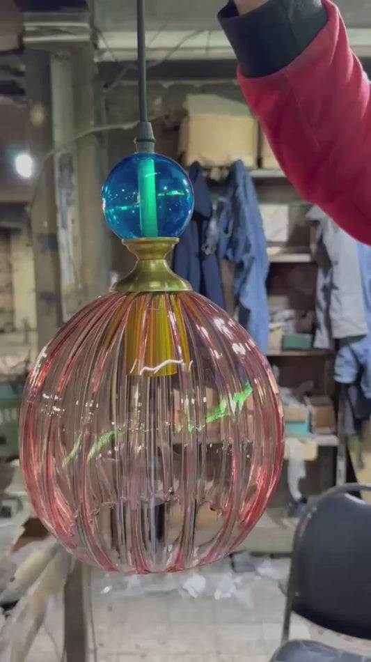 GLOW EXTENDED RIBBED GLASS PENDANT LIGHT